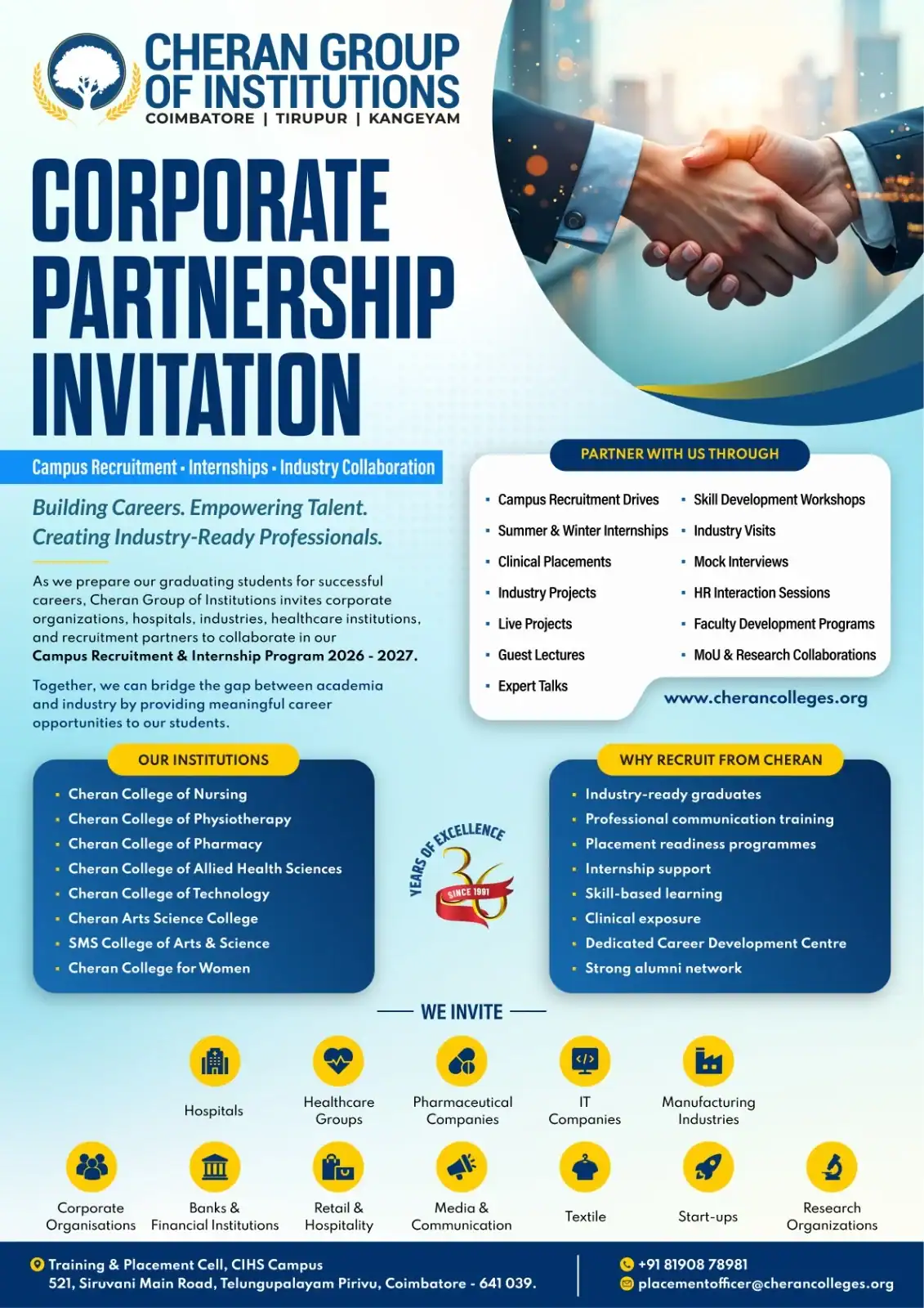 Corporate Partnership Invitation – Campus Recruitment, Internships and Industry Collaboration